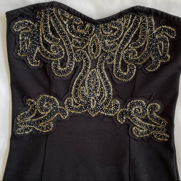 FREE PEOPLE STRAPLESS BEADED BLACK BODYCON DRESS. SIZE SMALL 🖤 - Picture 4 of 5